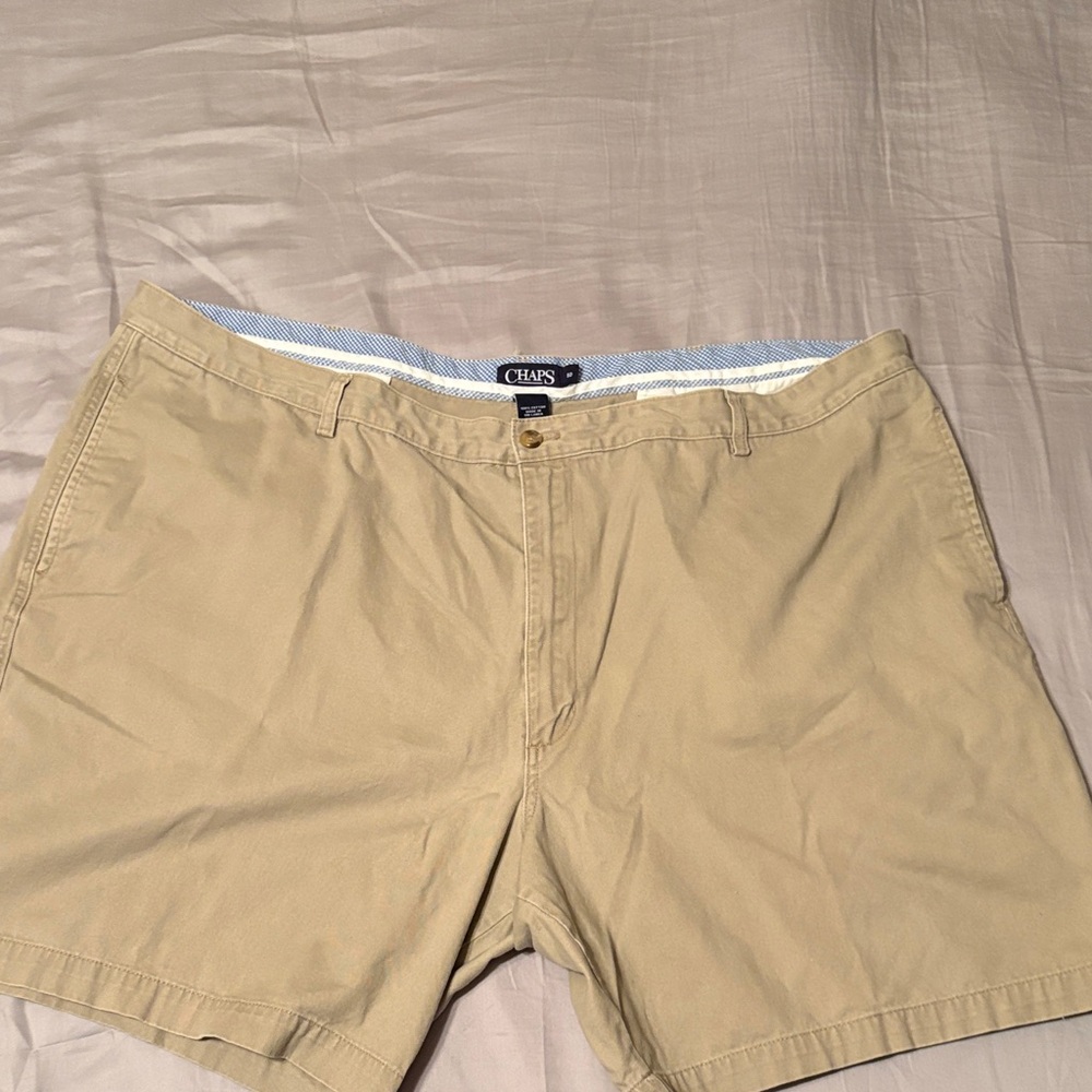 Chaps Men's Khaki Flat‎ Front Shorts Big and Tall